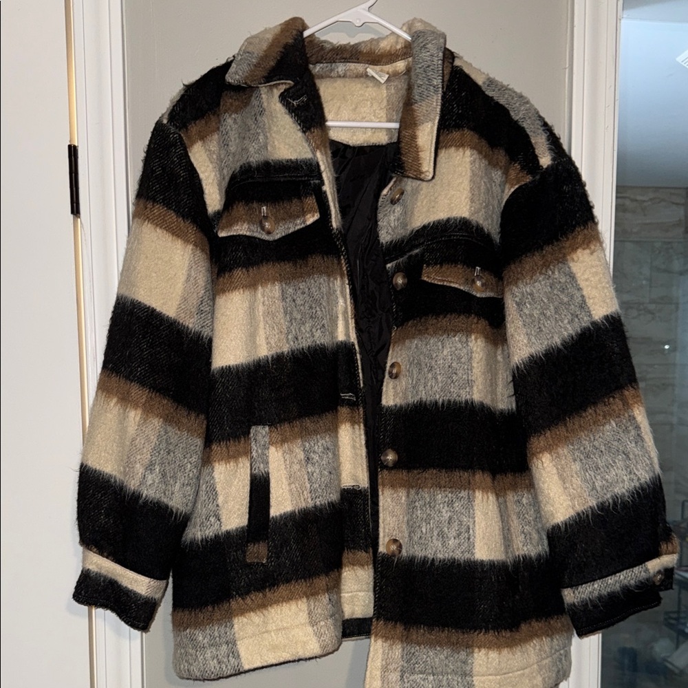 Striped Black and Beige Coat